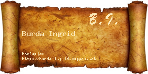 Burda Ingrid névjegykártya